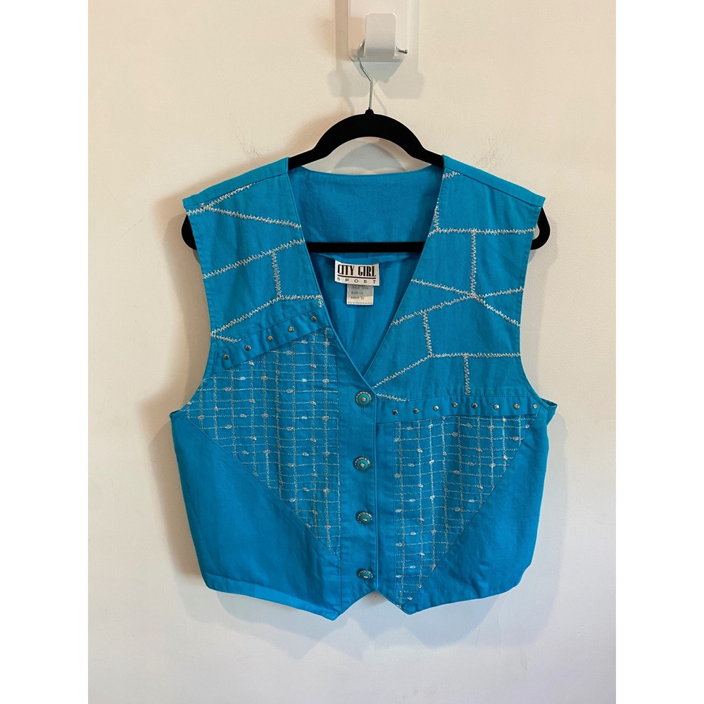1980's Vintage Turquoise and Silver‎ Vest